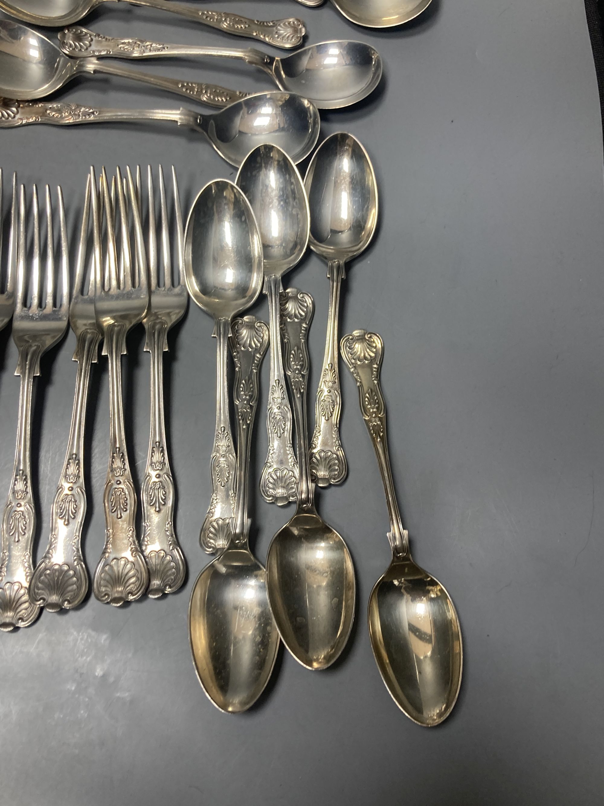 A part modern canteen of silver Kings pattern cutlery,